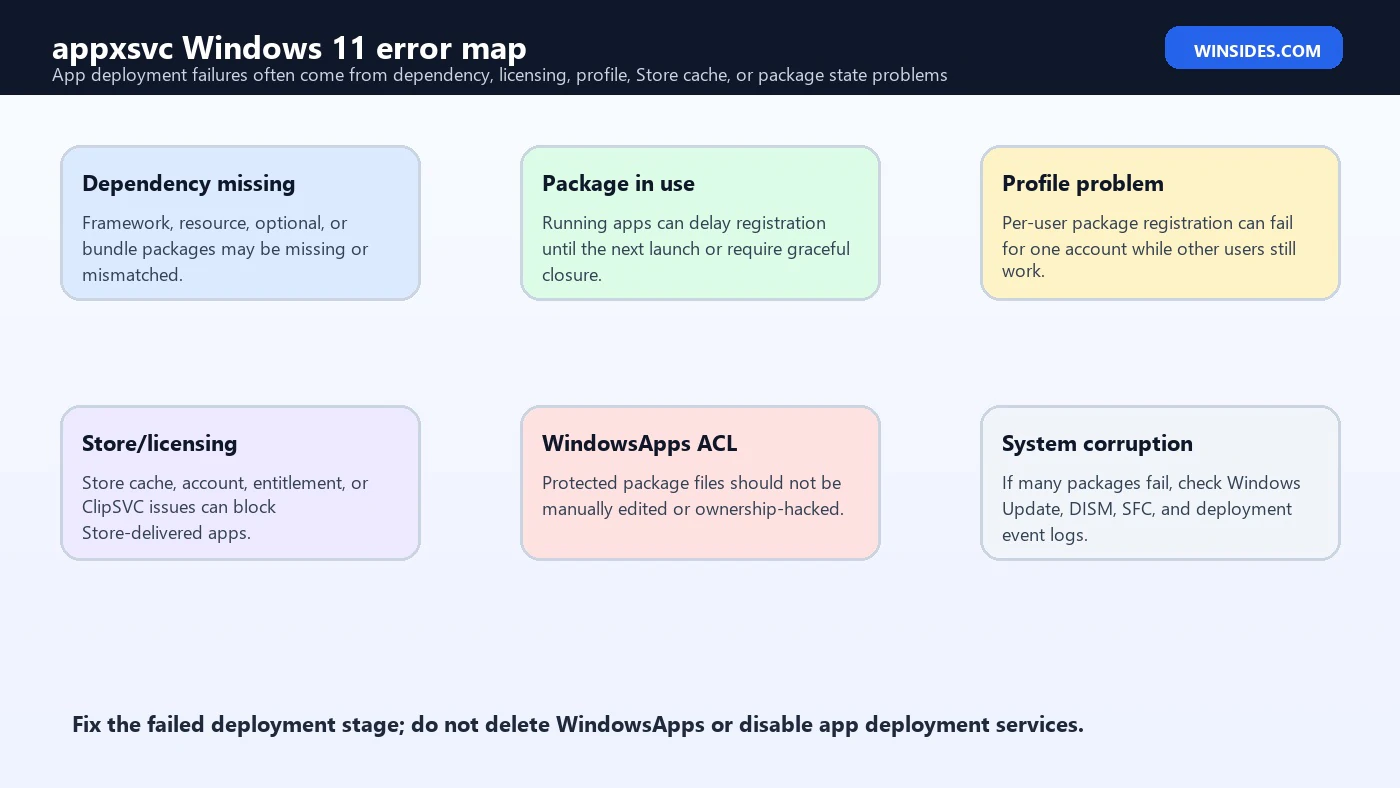 appxsvc Windows 11 error map