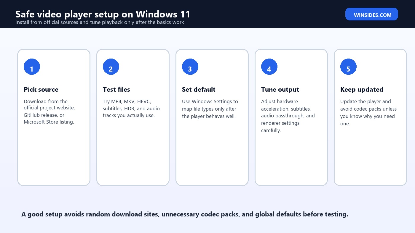 Safe video player setup on Windows 11