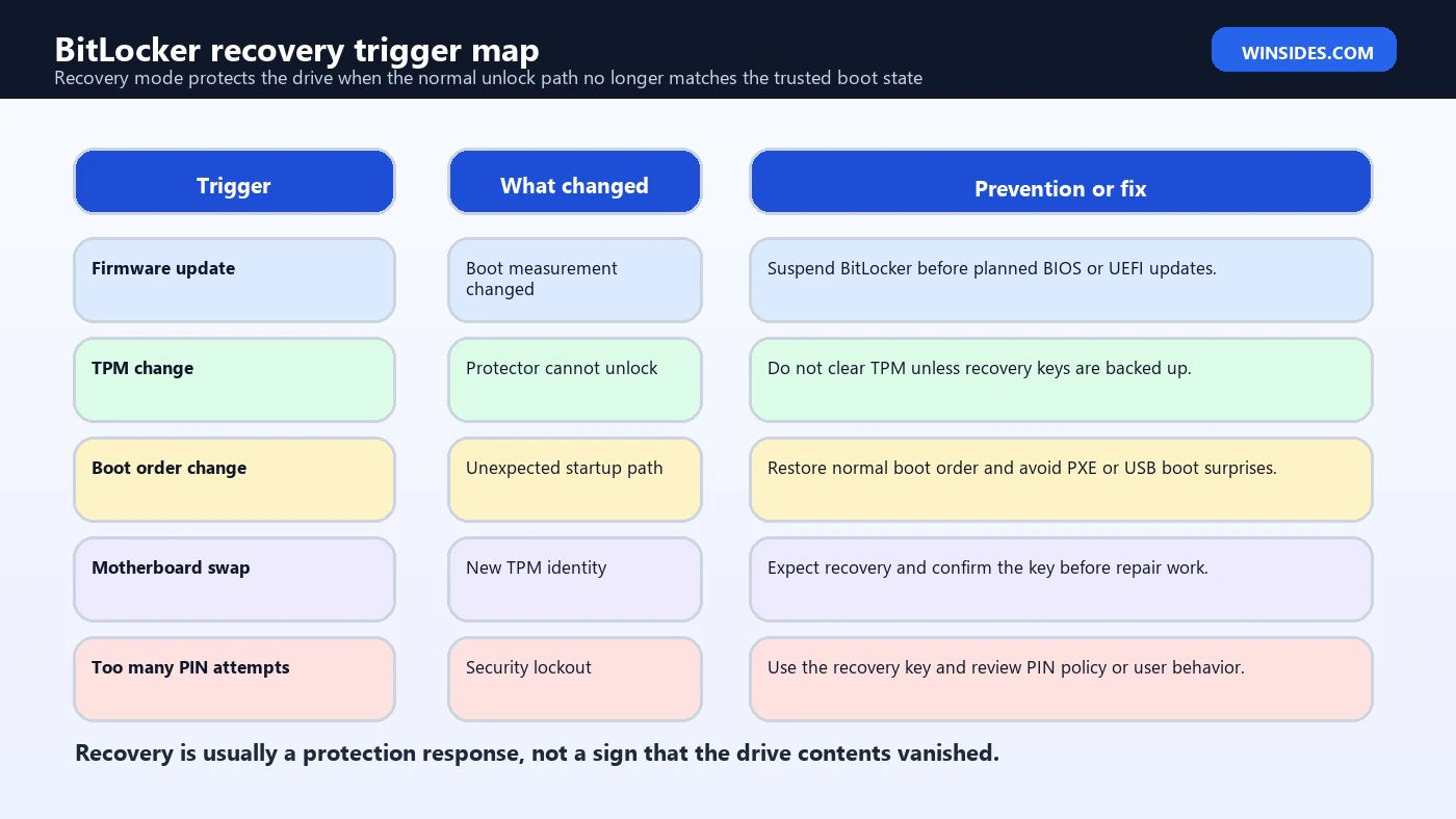 BitLocker recovery key trigger map