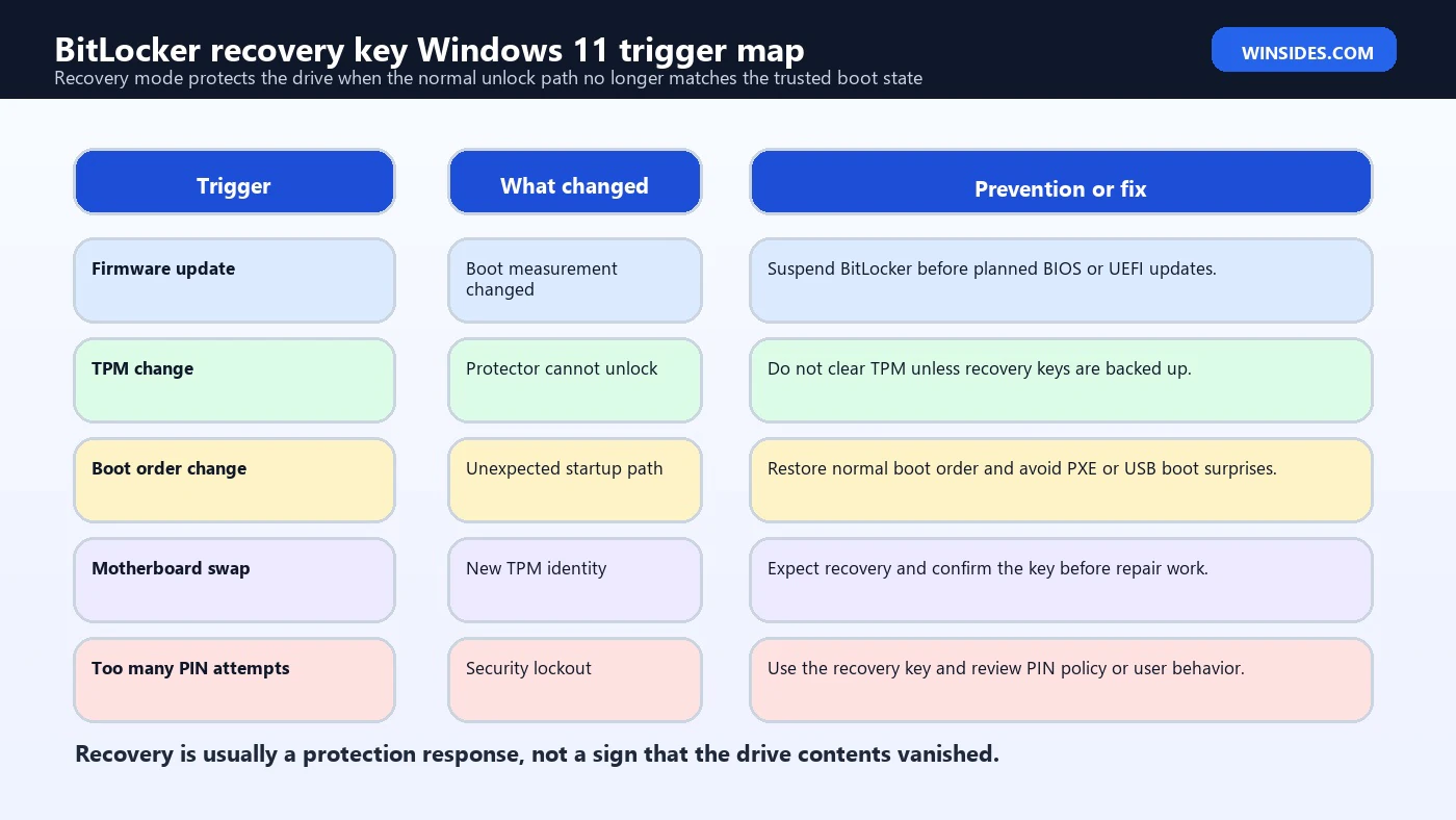 BitLocker recovery key Windows 11 trigger map