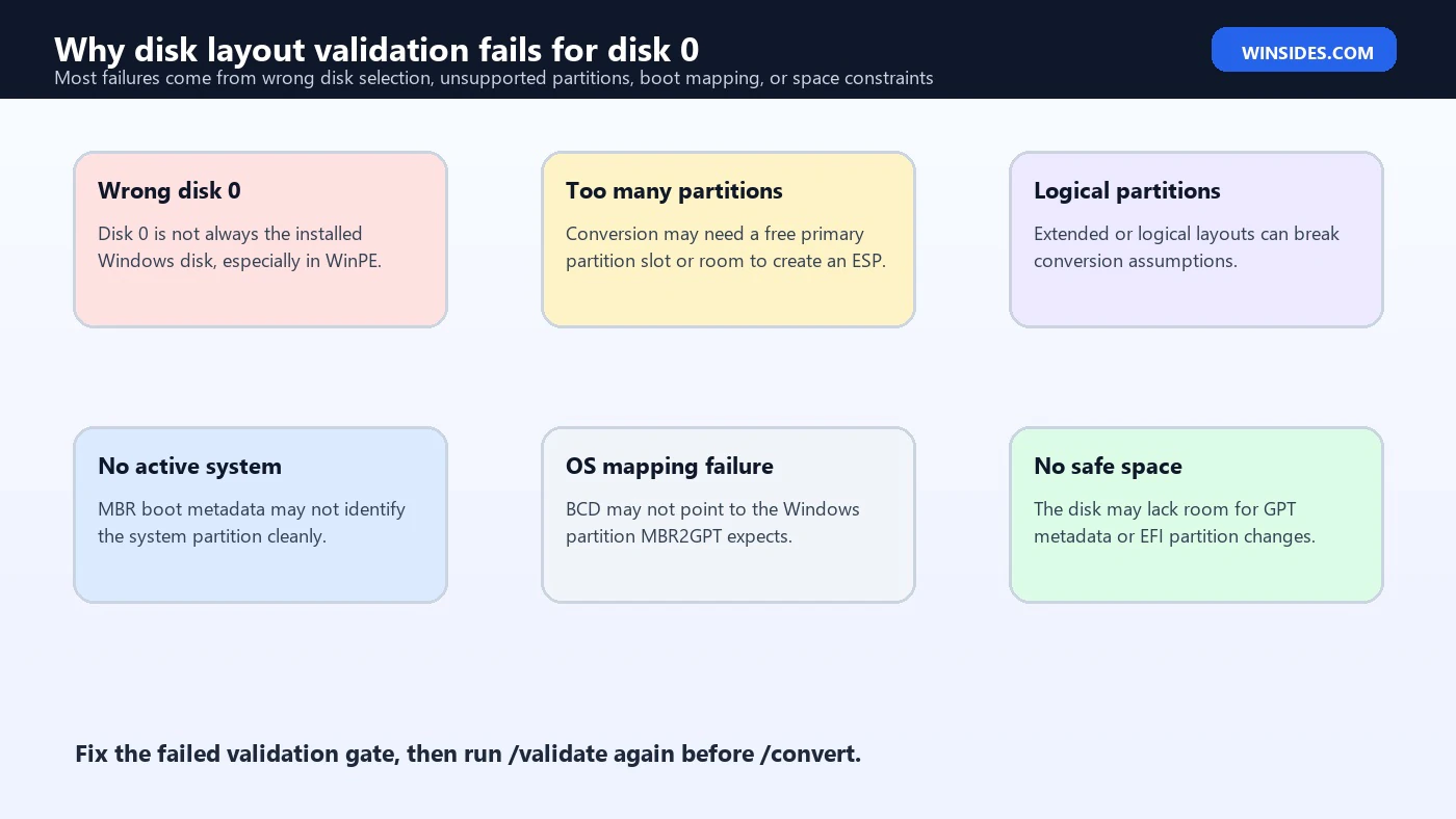 Why disk layout validation fails for disk 0