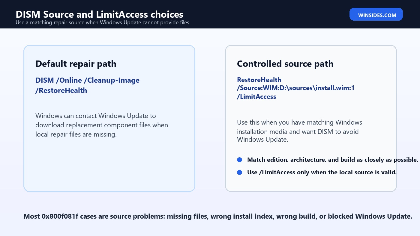 DISM Online Source and LimitAccess choices