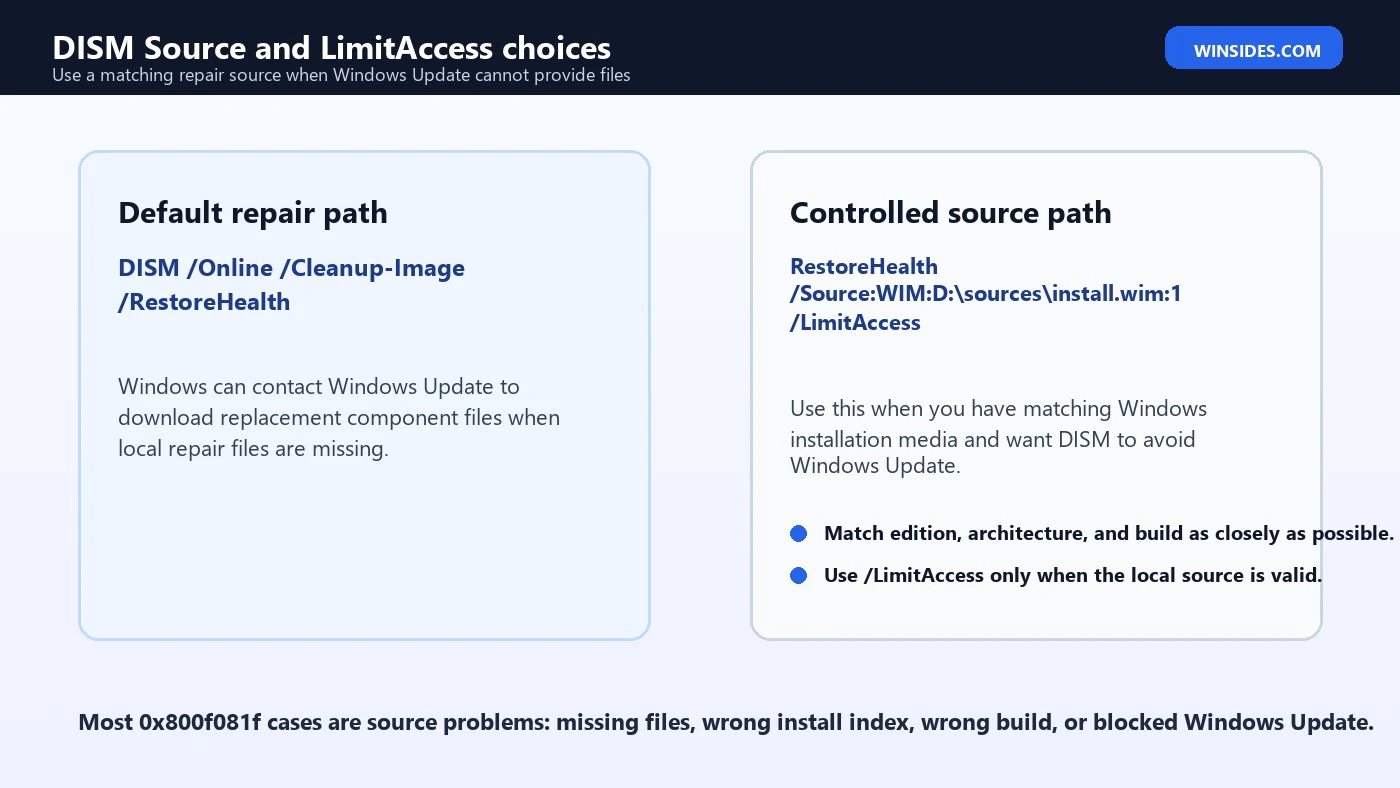 DISM Online Source and LimitAccess choices