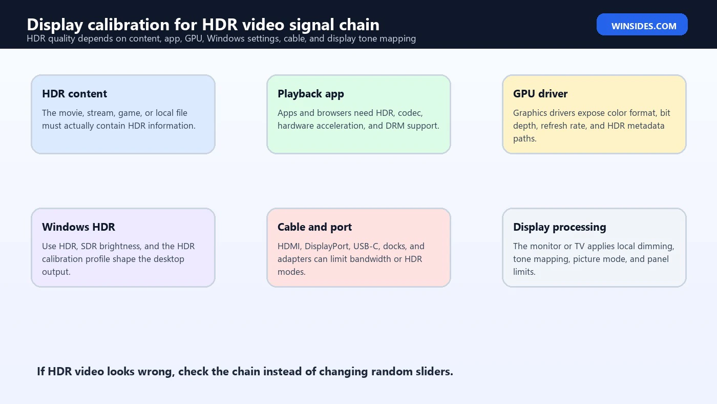Display calibration for HDR video signal chain