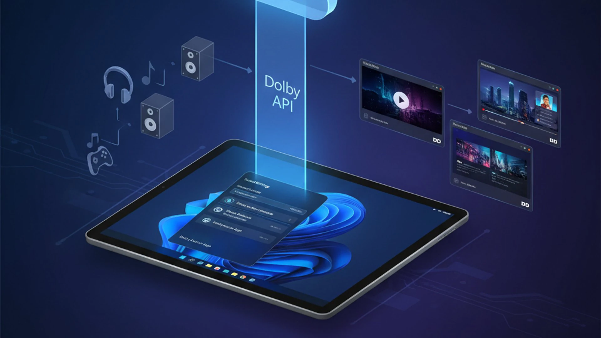 Professional illustration about Dolby DAX API Service on Windows 11, informative and useful Professional illustration about Dolby DAX API Service on Windows 11, informative and useful