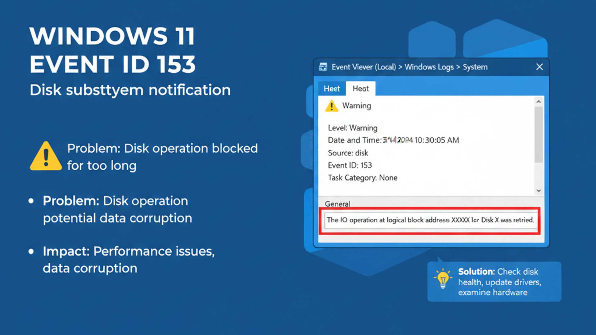 Professional illustration about Event ID 153 on Windows 11, informative and useful