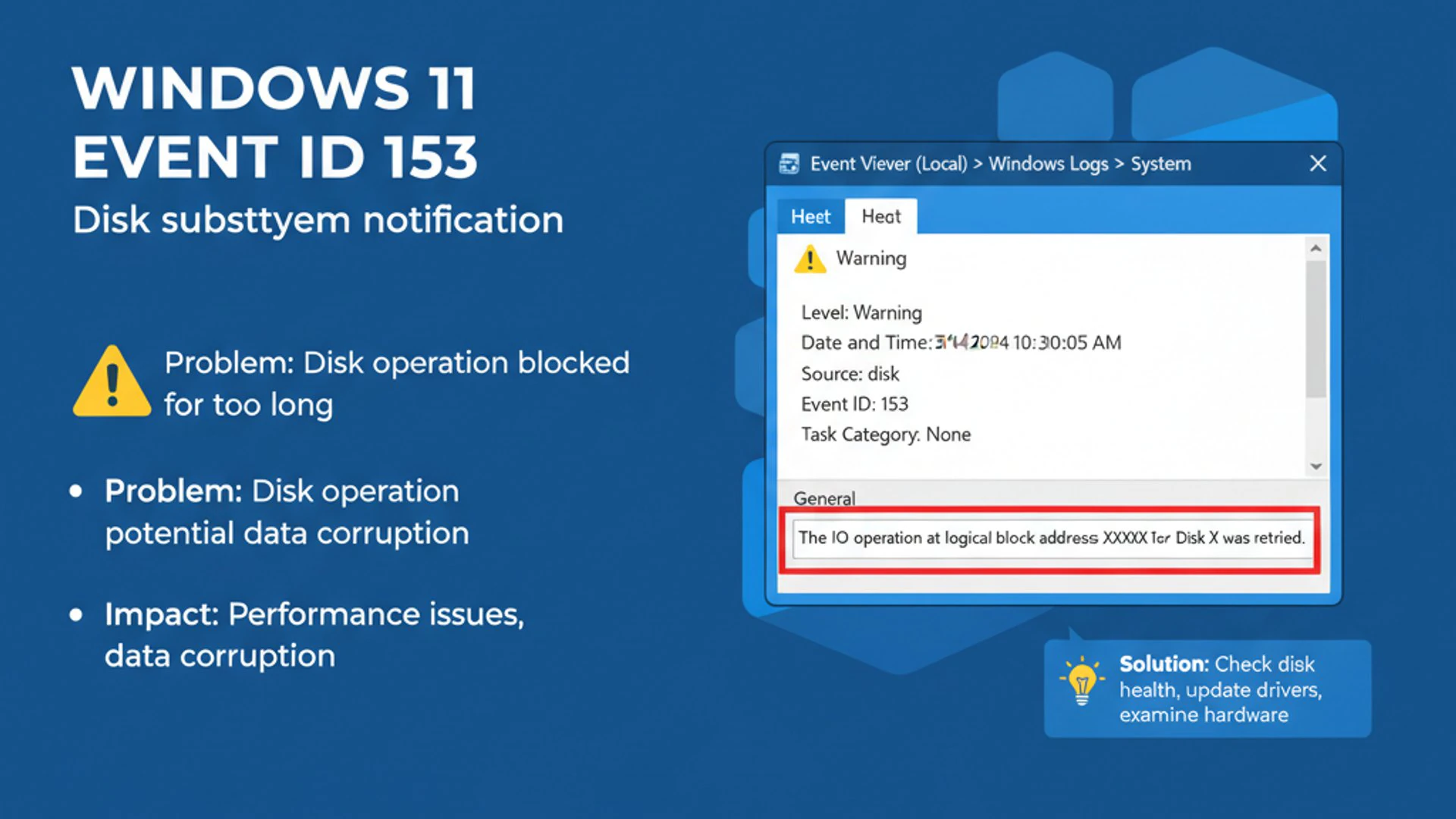 Professional illustration about Event ID 153 on Windows 11, informative and useful