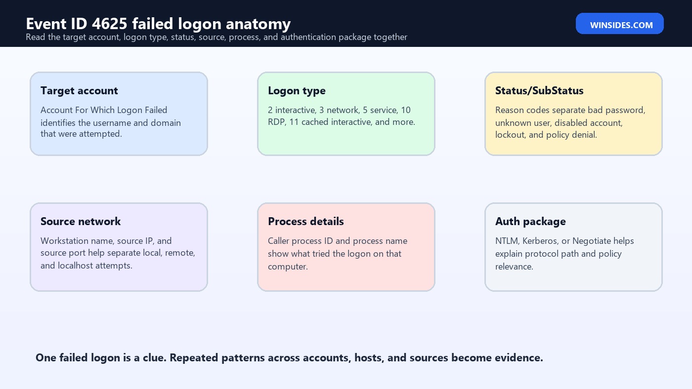 Event ID 4625 Failed Logon anatomy