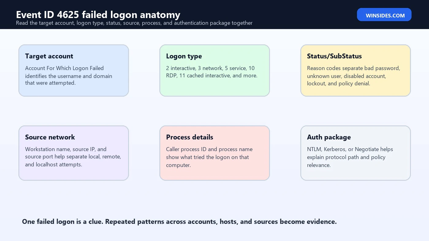 Event ID 4625 Failed Logon anatomy
