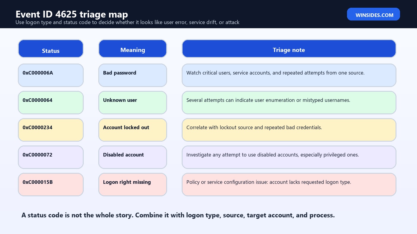 Event ID 4625 Failed Logon triage map