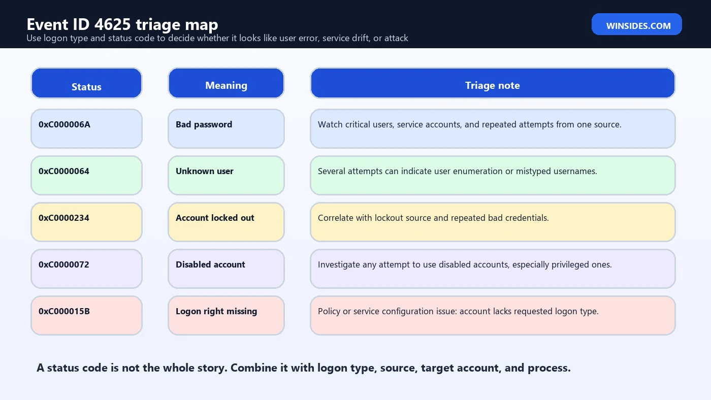 Event ID 4625 Failed Logon triage map