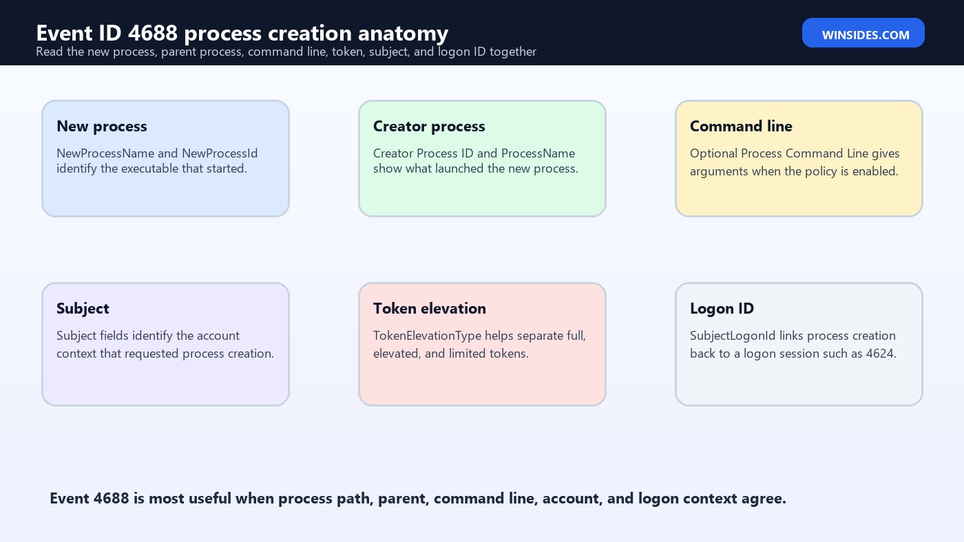 Event ID 4688 Process Creation anatomy