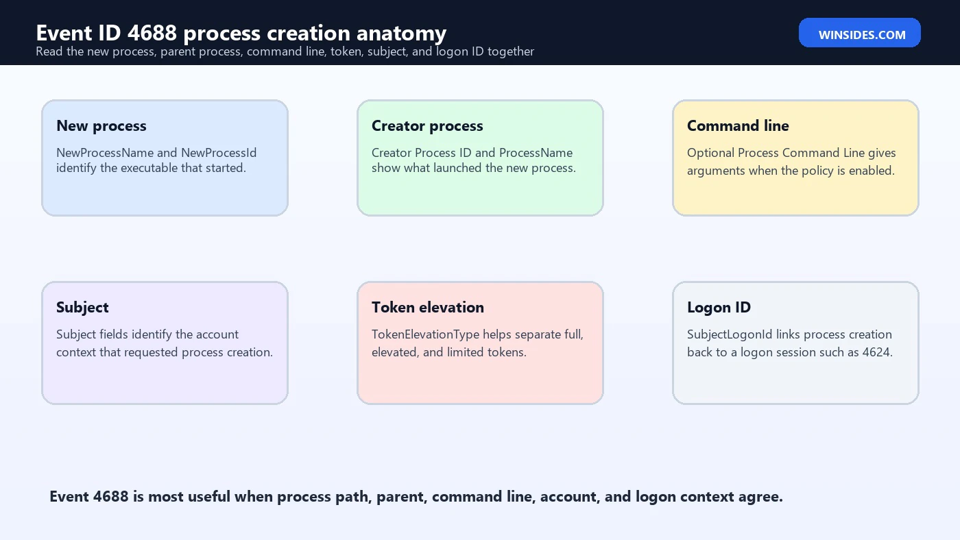 Event ID 4688 Process Creation anatomy