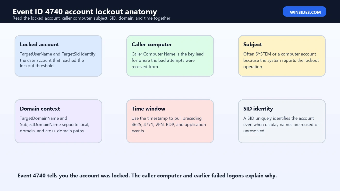 Event ID 4740 Account Lockout anatomy