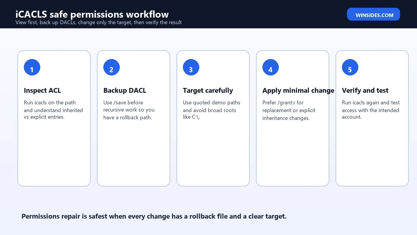 iCACLS safe permissions workflow