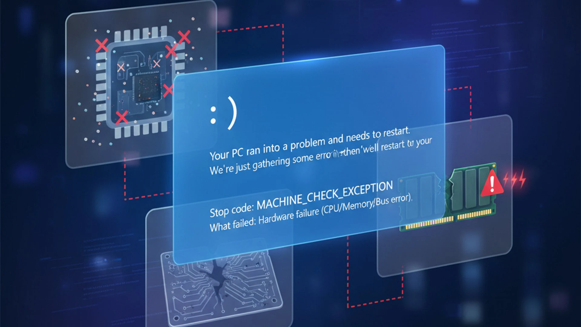 Professional illustration about Machine Check Exception on Windows 11, informative and useful