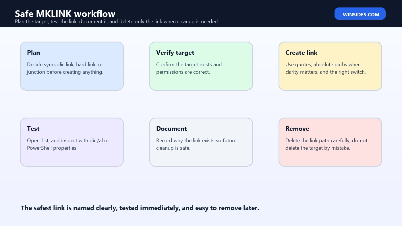 Safe MKLINK workflow