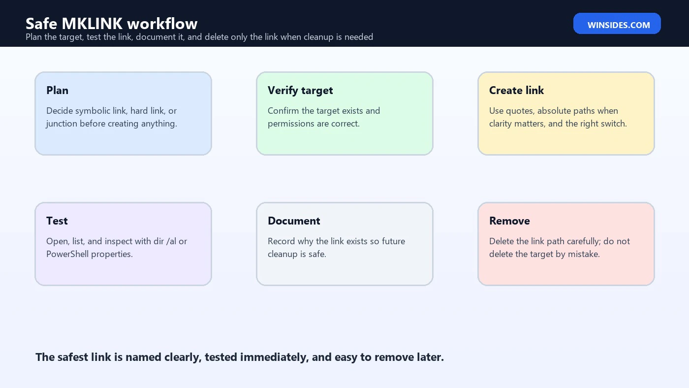 Safe MKLINK workflow