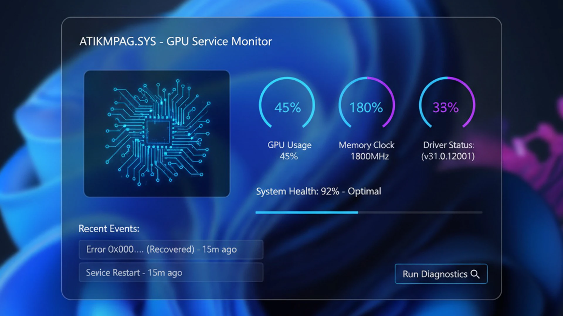Relevant concept visualization for atikmpag sys on windows 11, modern design