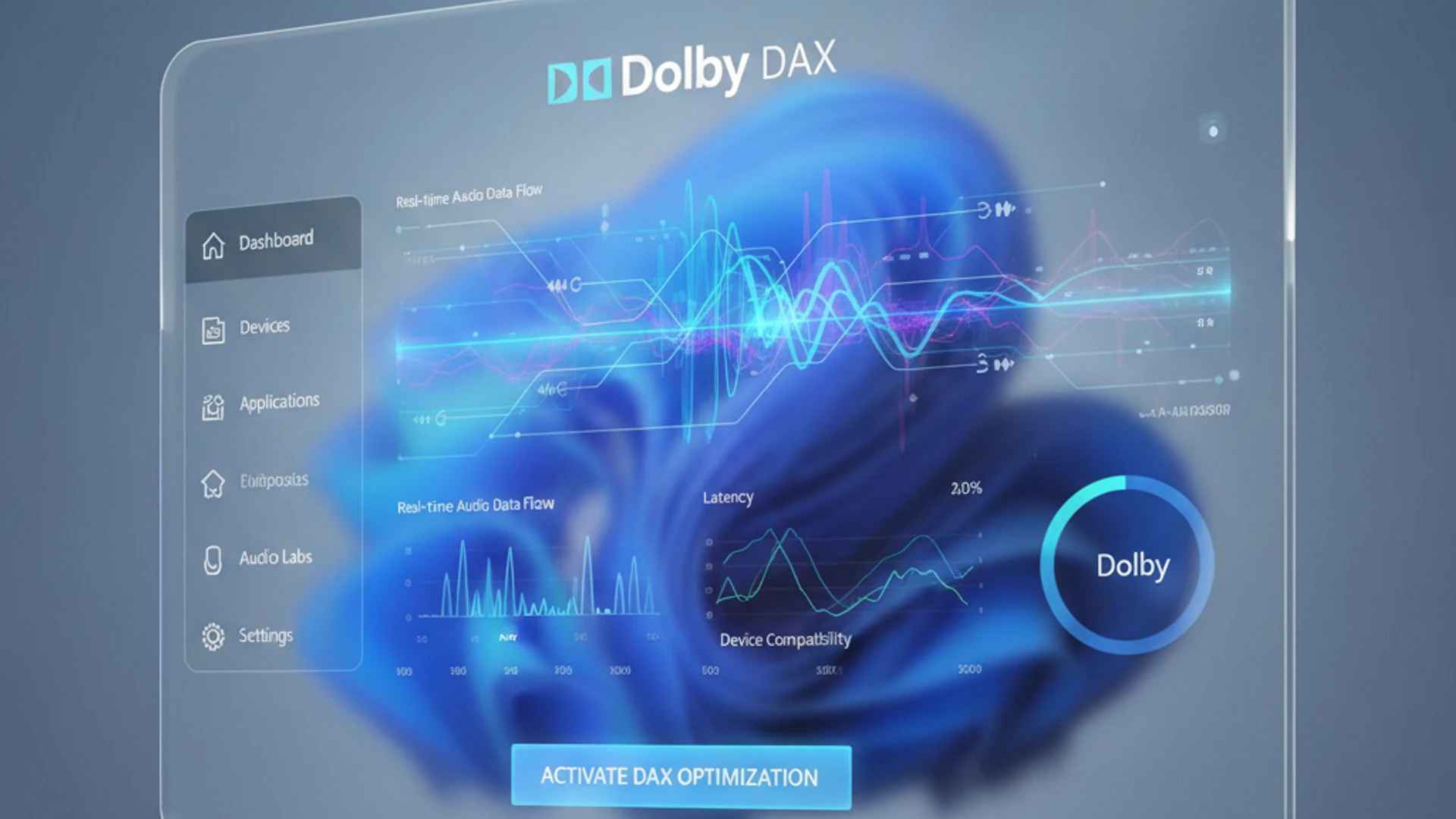 Relevant concept visualization for Dolby DAX API Service on Windows 11, modern design Relevant concept visualization for Dolby DAX API Service on Windows 11, modern design