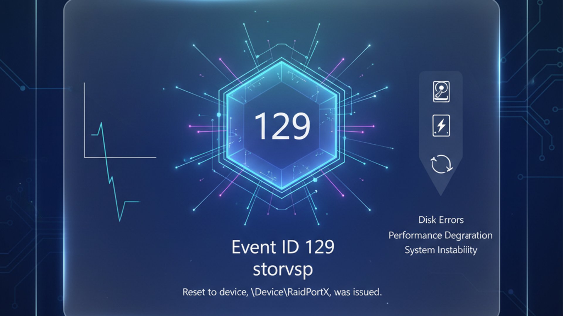 Relevant concept visualization for Event ID 129 on Windows 11, modern design