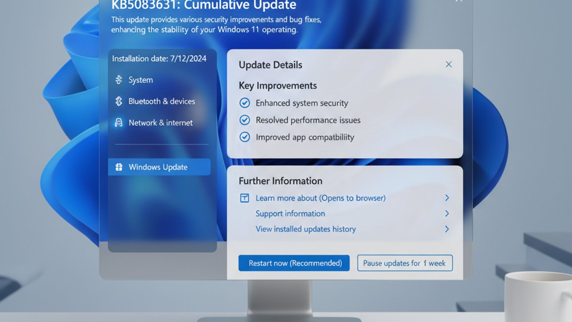 Relevant concept visualization for kb5083631 on Windows 11, modern design
