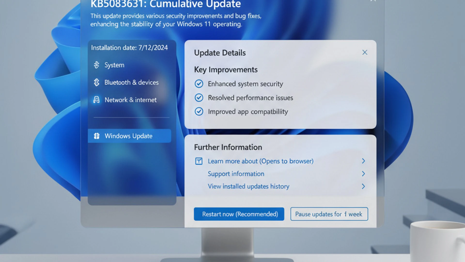 Relevant concept visualization for kb5083631 on Windows 11, modern design