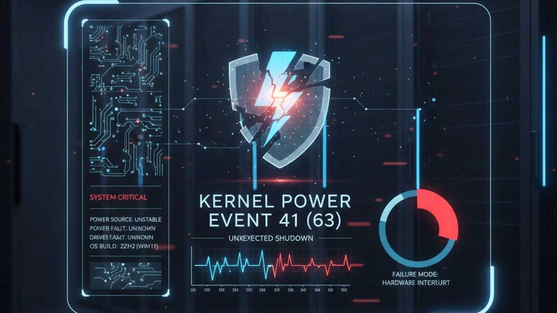 Relevant concept visualization for kernel power event 41 on Windows 11, modern design