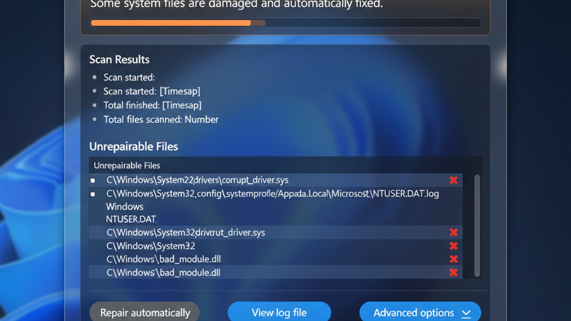 Relevant concept visualization for SFC found corrupt files but could not repair on Windows 11, moder