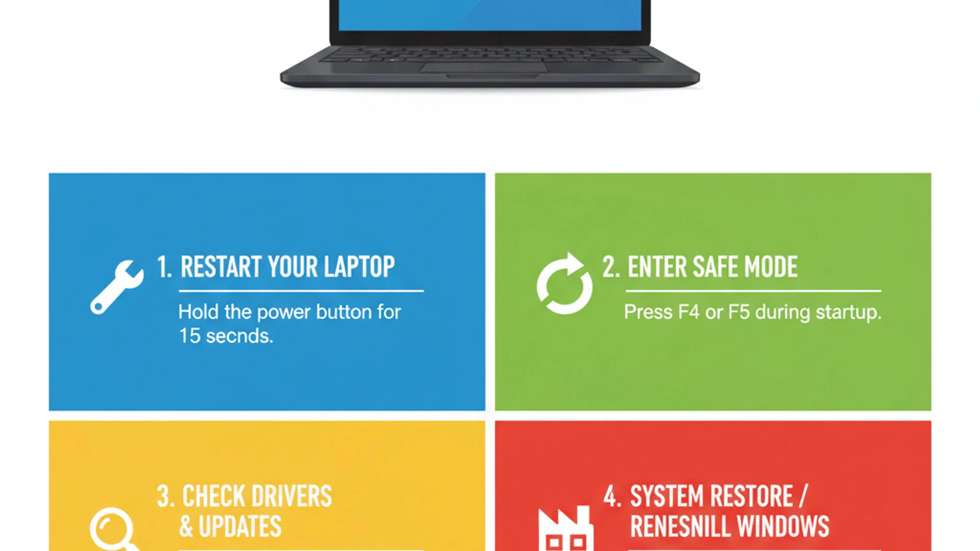 Technical guide visual for asus laptop blue screen, educational infographic