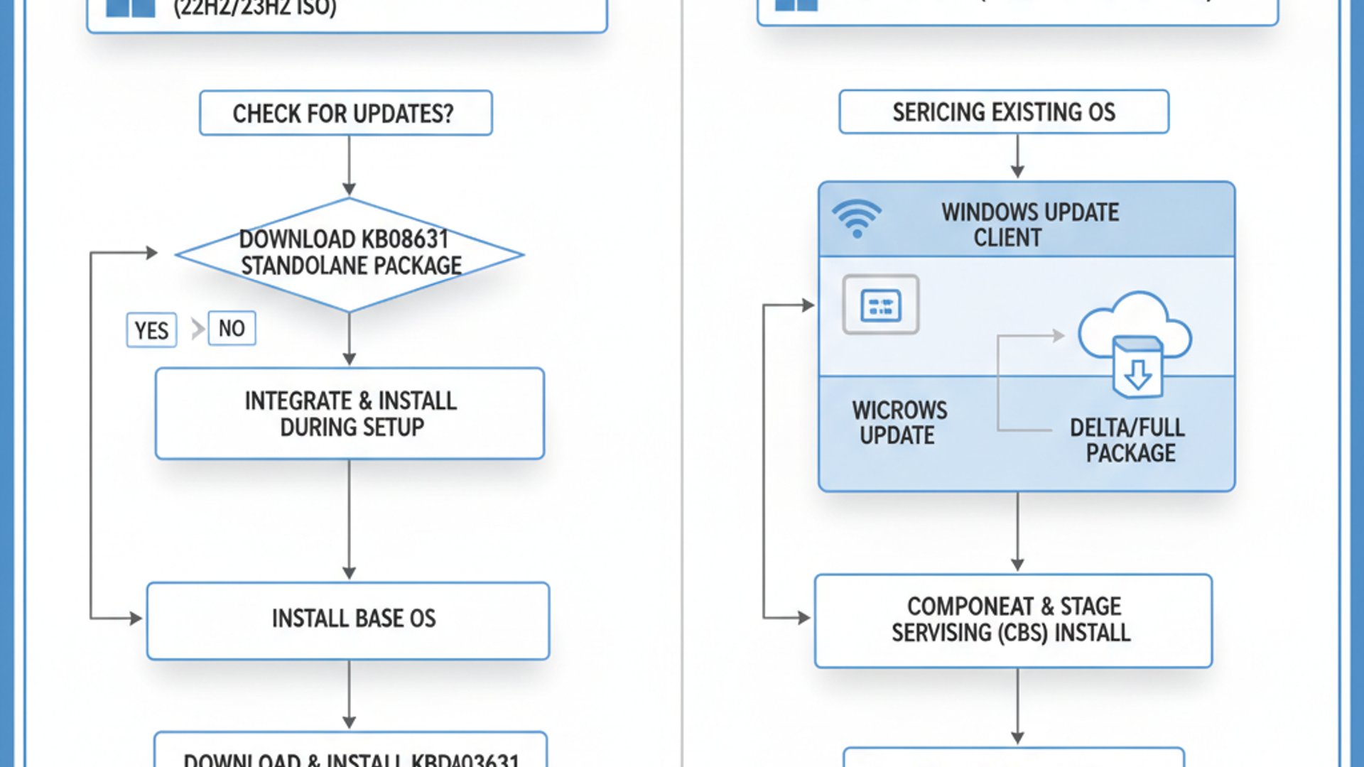 Technical diagram for kb5083631 on Windows 11, clean and professional