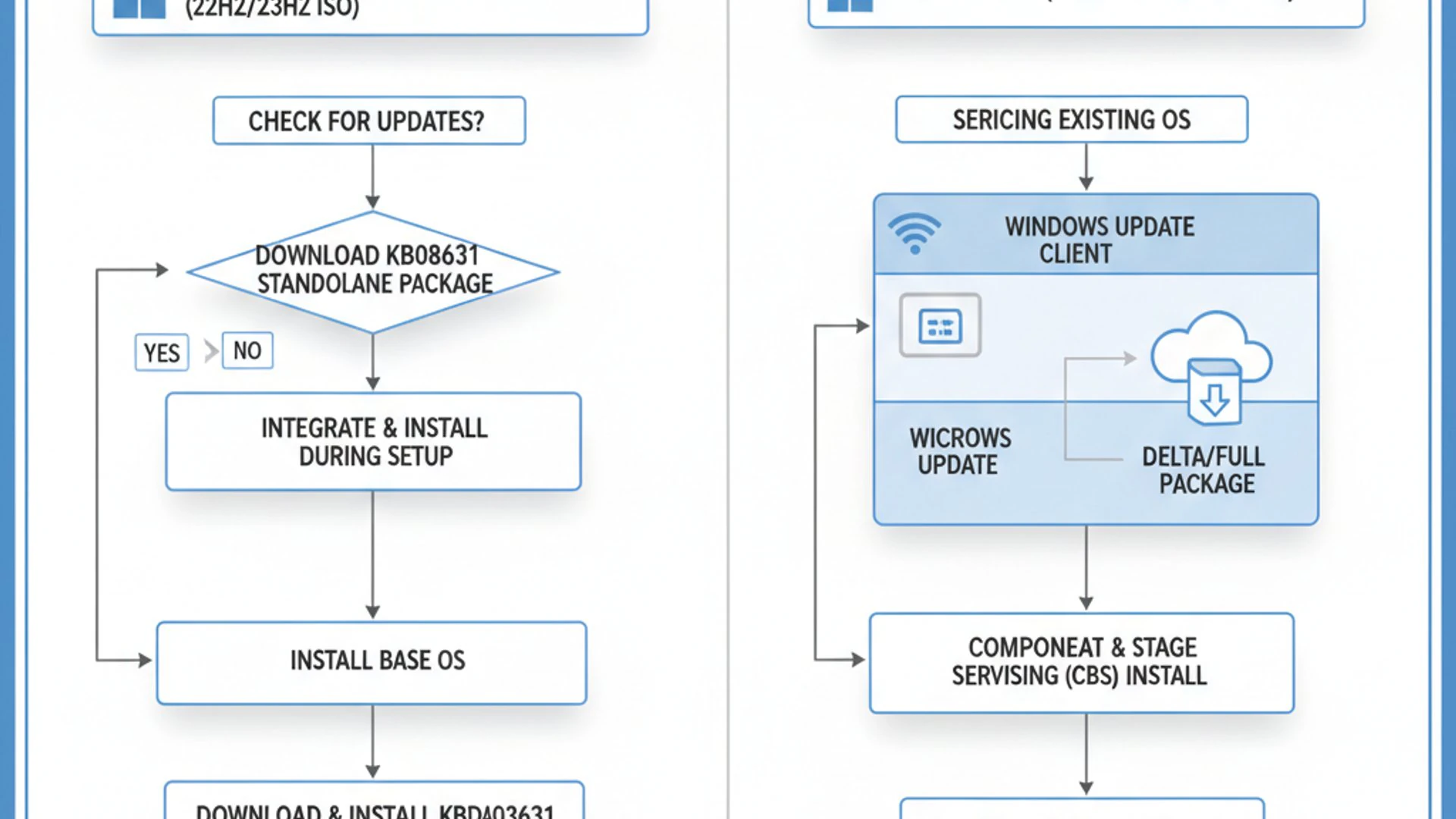 Technical diagram for kb5083631 on Windows 11, clean and professional