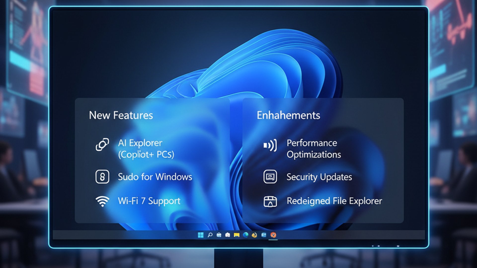 Professional illustration about Windows 11 version 26H1, informative and useful