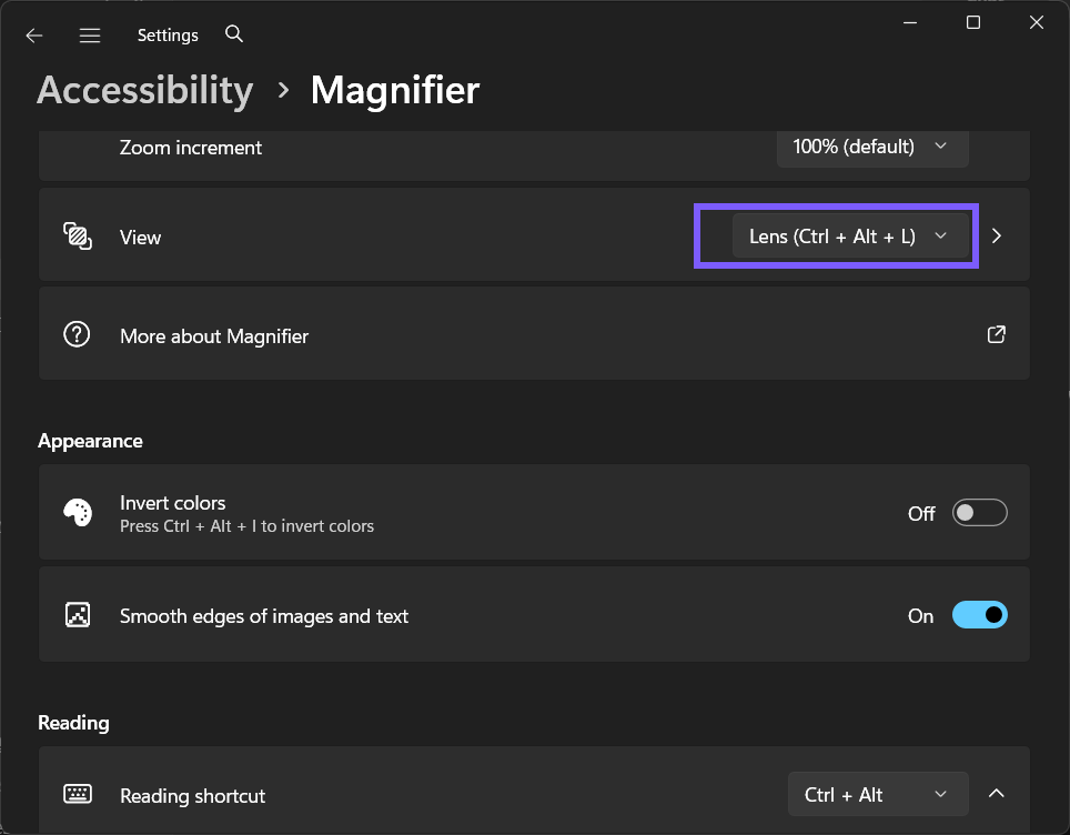 Magnifier View restored to Lens (Ctrl + Alt + L) in Windows 11