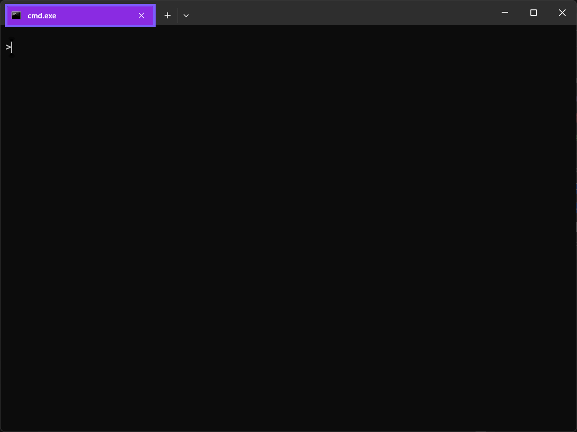 Windows Terminal tab changed to purple and outlined in purple