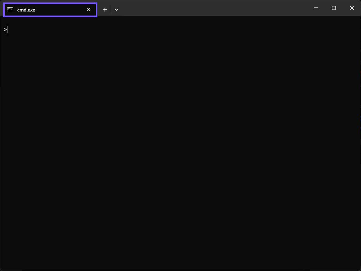 Windows Terminal tab restored to its automatic dark color and outlined in purple