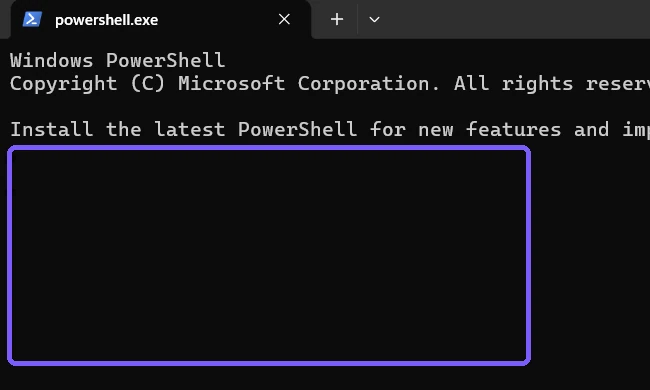 PowerShell 7 version 7.6.3 Core result outlined in purple