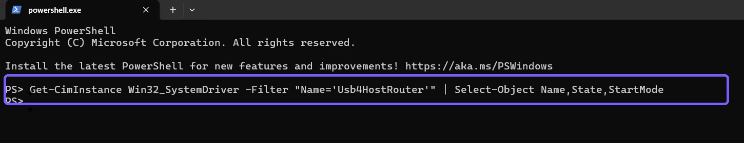 Usb4HostRouter system-driver query outlined in purple