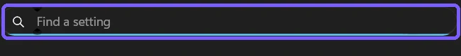 Focused Find a setting search box in Windows 11 Settings