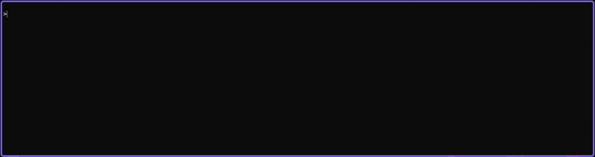 Windows Terminal quake window docked across the top of the screen and outlined in purple
