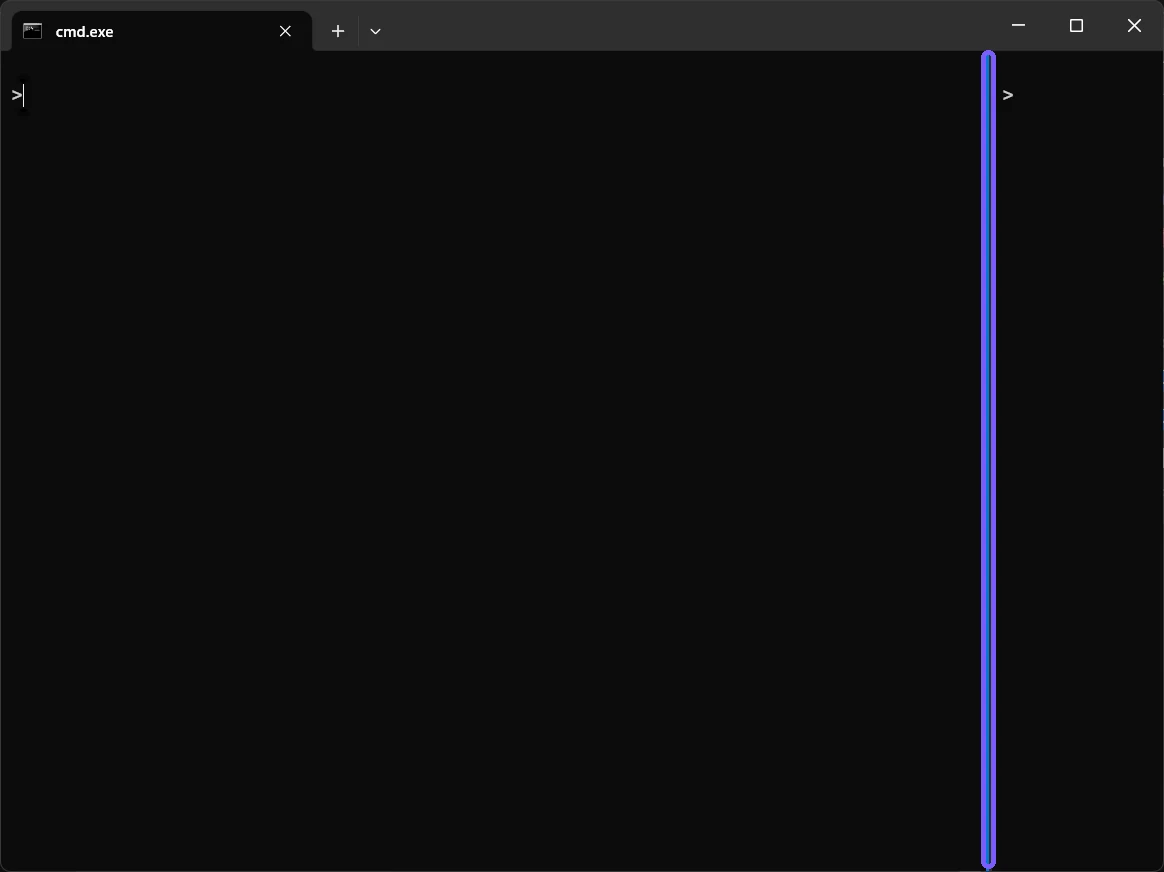 Windows Terminal left pane widened with the moved divider outlined in purple