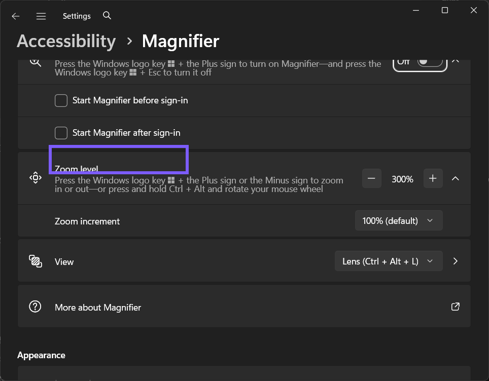 Start Magnifier after sign-in restored to Off in Windows 11